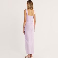 Msrp 299. Sold Out. Linen. Gorgeous. Not Sure If Theres Supposed To Be A Separate Lining But Theres Lining On The Bust. Doesnt Fit Me. Revolve Rumer Fitted Lavender Maxi Dress For Beach, Lavender Maxi Dress For Day Out, Revolve Dresses, Color Purple, Square Neck, Lilac, Maxi Dress, Womens Dresses, Square