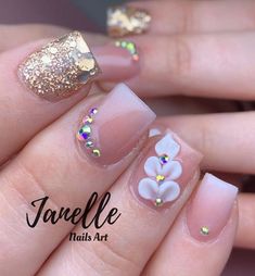 Short Coffin Nails Designs, Nails Yellow, Milky Nails, Nails 3d, Gel Polish Manicure, Colorful Nails, The Sweetest Thing, Nails Design With Rhinestones, Girly Acrylic Nails