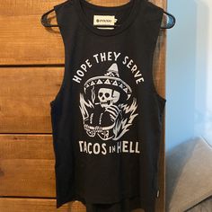 Brand New With Tag, Size Medium. Just In Time For Spooky Season! 100% Cotton Tank. Slim Fit, Hang Dry To Avoid Shrinkage! Casual Black Skull Print Tank Top, Casual Black Tank Top With Skull Print, Black Cotton Tank Top With Skull Print, Black Skull Print Tops For The Beach, Black Skull Print Tops For Beach, Black Skull Print Beach Tops, Casual Skull Print Tank Top For Streetwear, Skull Print Cotton Beach Tops, Cotton Beach Tops With Skull Print