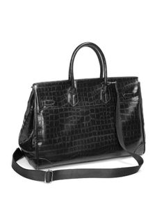 Material: PU Material /Synthetic leatherPattern : croc pattern Color : black Use : travel, weekend bag, weekender Lining material : polyester fiberStyle : Handbag Size : large Accommodates computer size : 16 inches Classic Crocodile Pattern Shoulder Bag For Travel, Black Crocodile Pattern Satchel For Business, Classic Travel Bag With Crocodile Pattern, Luxury Black Weekender Bag With Double Handle, Classic Travel Satchel With Crocodile Pattern, Elegant Black Weekender Bag For Weekend Trips, Elegant Black Weekender Bag For Trips, Elegant Black Weekender Bag, Leather Travel Bag With Crocodile Pattern