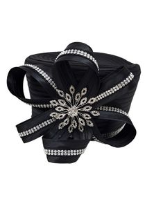 The Bling Essence Collection Style: HR908 Jeweled & Rhinestone Bling Ribbon Pill Box Hat Color: Black Crown Circumference: 23" Black Hat With Rhinestones For Evening, Black Evening Hat With Rhinestones, Black Evening Hats With Rhinestones, Elegant Black Hats With Rhinestones, Elegant Black Mini Hats As Gifts, Elegant Black Hat As Gift, Usher Suits, Bling Hat, Pill Box Hat