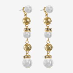 Pearl Type: Simulated PearlsIncluded: 1 Pair of EarringsFeatures: HypoallergenicEarring Back: PostShape: RoundMetal Color: Gold ToneEarring Length: 62mmEarring Width: 10mmCare: Wipe CleanStone Type: 24 GlassEarrings Type: Post EarringsEarrings Style: Drop EarringsMetal: ZincCountry of Origin: Imported Jewelry Glass, Monet Jewelry, Earrings White, Pearl Types, Earrings Drop, Earrings Color, Jewellery And Watches, Color White, Women Jewelry