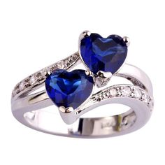 Blue Sapphire Heart Silver Ring Blue Heart Ring, Fashion Rings Silver, Kay Jewelry, Band Jewelry, Fashion Ring, Gems Jewelry, Blue Heart, Topaz Gemstone, Love Ring