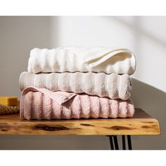 three towels stacked on top of each other