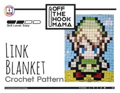 an advertisement for the nintendo game link blanket pattern is shown in black and white