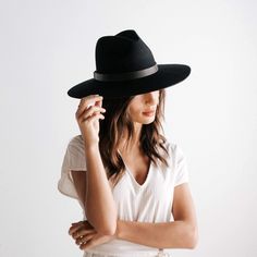 The Scottie is a favorite around here and is the perfect addition to any women's closet. The Scottie has a 4.25" (10.8 cm) crown + 4" (10 cm) brim and is made of 100% Australian wool. It is available in 57 S/M and 59 M/L with an adjustable inner band to customize the fit. XS and XL sizes coming Spring 2020! The Scottie looks great with our removable leather bands! Bands are sold separately, shop our removable leather bands. Scottie is shown here with our Black Leather Band. Love the Scottie? Che Modern Everyday Hats, Everyday Summer Felt Hat, Wide Brim Felt Hat For Everyday, Monroe Hat, Short Brim Hat, Hat For Summer, Wide Brim Felt Hat, Gigi Pip, Women Fedora