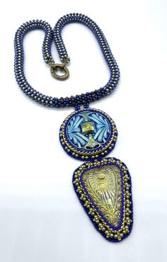 Micromosaic Jewellery, Beaded Pendants, Bead Embroidered Pendant, Artisan Jewelry Necklaces, Embroidered Necklace, Beaded Rope, Bead Embroidery Jewelry, Handcrafted Artisan Jewelry, Embroidery Jewelry