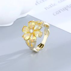 Sparkling Zircon Wedding Rings 18K Gold White Gold Plated Fine Jewelry – Atom Oracle Affordable Rings, Wedding Band Styles, Engagement Wedding Ring, Zircon Ring, White Jewelry, Yellow Flower, Cluster Ring, Engagement Wedding, Gold Plated Jewelry