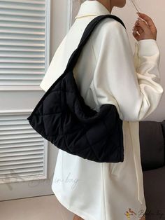 Bird in Bag - Quilted Nylon Fashion Shoulder Bag with Solid Color Pattern for Everyday Use Trendy Nylon Shoulder Bag For Errands, Spring Quilted Nylon Bags, Trendy Black Fabric Bags, Trendy Fabric Shoulder Bag For School, Bird In Bag, Bag Bag, Square Bag, Color Patterns, Crossbody Bag