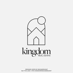 the kingdom real estate logo is shown in black and white, with an image of a man