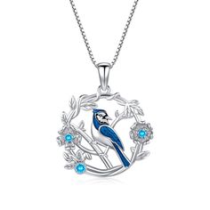 PRICES MAY VARY. ——【 Blue Jay Necklace】Blue Jays Are Considered Intelligent And Mysterious Birds, Endowed With Wisdom And The Ability To See The Future In Many Cultures ——【 Bird Necklace 】 Pendant 1.02 Inches*0.59 Inches, Weight: 4.2 Grams, Meticulously Carved In Great Details.The Chain Length Can Be Adjusted According To Your Preferred Length, It's Not Jewelry That Makes You Shine, It Just Helps You Find Your Sparkling Self ——【 925 Sterling Silver 】 Blue Jay Pendants Are All Made Of Sterling Si Blue Sterling Silver Jewelry For Birthday, Personalized Blue Necklace For Mother's Day, Blue Necklace For Mother's Day, Blue Round Necklace For Mother's Day, Personalized Blue Jewelry For Mother's Day, Personalized Blue Sterling Silver Necklace, Gifts For Bird Lovers, Silver Bird Necklace, Silver Bird