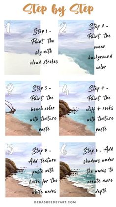 step by step instructions to paint an ocean scene