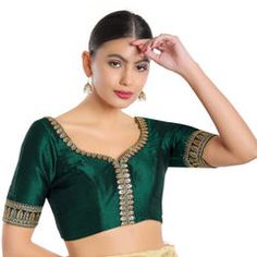 Green color Blouse in Art Silk fabric with Sequence work Plain Blouse Designs, Green Blouse Designs, Dark Green Blouse, Saree Blouses Online, Lehenga Designs Simple, Padded Blouse, Color Blouse, Readymade Saree, Indian Fashion Saree