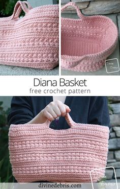 a crocheted basket is shown with instructions to make it