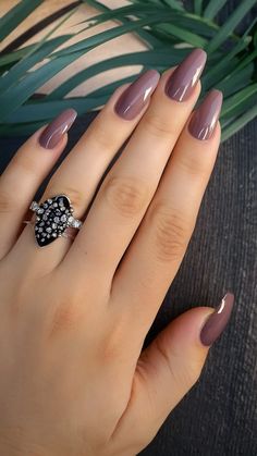 Color Me Cozy: 15 Autumn Nail Inspirations for 2024 - pulsepathlife.com Light Color Nail Ideas, Plum Color Nails, Fall Nail Dip Colors, Purple Nails Fall, Almond Nails Fall Colors, Dark Plum Nails, Fall Nails Purple, Early Fall Nail Colors, November Nails Colors