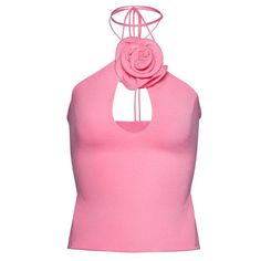 Pink Rose Halter Top - S / Pink - Tops Kawaii Swimsuit, Pink Halter Top, Egirl Fashion, Dark Academia Clothing, Anime Lingerie, Egirl Outfits, Cottagecore Fashion, Kawaii Dress, Maid Dress