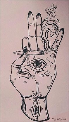 a drawing of a hand with an all seeing eye on it