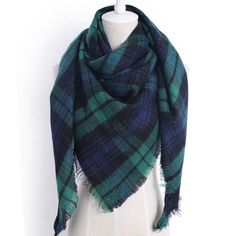 Plaid Thick Cashmere Scarf, iBuyXi.com Plaid Shawl, Cashmere Blanket, Scarf Material, Women Shawl, Blanket Scarf