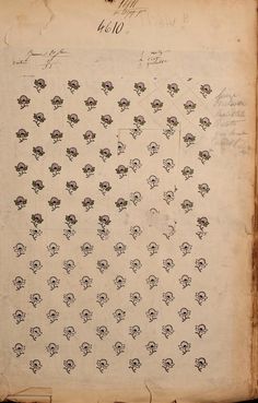 an old book with drawings on it and writing in black ink above the page is a drawing of skulls