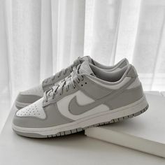 Nike Dunk women's casual shoes gray Nike Gray Shoes, Grey Dunks Outfit Woman, Nike Dunk Low Grau, Gray Dunks Outfit, Nike Dunks Gray, Trendy Nike Shoes For Women, Nike Grey Shoes, Nike Dunk Low Gray, Clean Girl Shoes