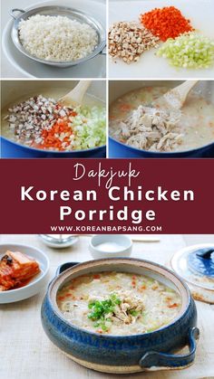 Dakjuk (Korean Chicken Porridge) Creamy Porridge, Chicken Porridge, Asian Breakfast, Today Is Monday, Breakfast Soup, Korean Chicken, Porridge Recipes