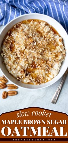 Slow Cooker Maple Brown Sugar Oatmeal, healthy recipes, easy breakfast ideas Crock Pot Oatmeal, Crockpot Oatmeal Overnight, Oatmeal Recipes Crockpot, Overnight Oatmeal Healthy, Maple Brown Sugar Oatmeal, Crockpot Oatmeal, Slow Cooker Oatmeal, Oatmeal Flavors, Brown Sugar Oatmeal