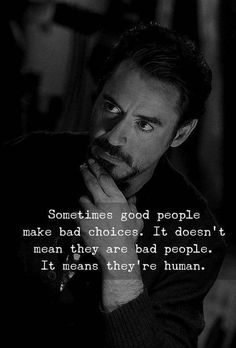 a man with his hand on his chin looking at the camera and saying sometimes god people make bad choices it doesn't mean they are bad people