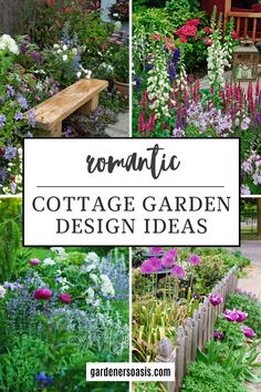 Romantic Cottage Garden Design Ideas Lush Backyard, French Cottage Garden, Small Cottage Garden Ideas, Cottage Garden Sheds, Backyard Cottage, Garden Benches, Charming Cottage, Cottage Garden Design, Cottage Garden Plants