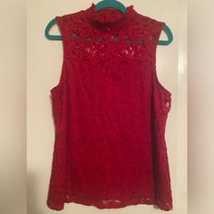 Perseption Concept Lace Sleeveless Top Gorgeous Red Top Nwot Size Xl Approx. 20.5’ Bust Approx. 26’ In Length Always Open To Reasonable Offers! My Motto Is: If I Wouldn’t Wear It, I Won’t Sell It! Red Stretch Sleeveless Blouse, My Motto, Lace Sleeveless Top, White Sleeveless Blouse, Burgundy Top, Womens Sleeveless Tops, Satin Blouses, Scoop Neck Top, Lace Collar