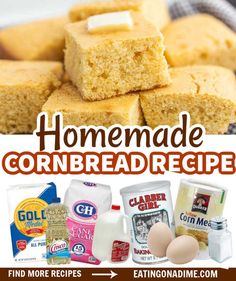 homemade cornbread recipe with text overlay