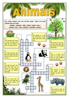 an animal crossword puzzle game with animals and other things to see in the background