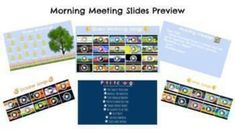 the morning meeting slides are shown with pictures and text on them, including an image of a