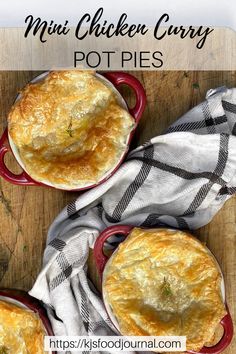 mini chicken curry pot pies in red dishes