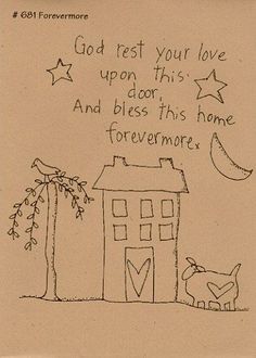 a drawing with words written on it and a cat standing in front of a house