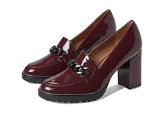 Naturalizer Callie-Moc - Women's Shoes : Cabernet Sauvignon Patent Leather : Bring some style to your steps wearing the stunning Naturalizer Callie-Moc loafers. Leather upper. Man-made lining and insole. Pull on style. Almond toe. Elegant motif on the upper. Man-made outsole. Imported. Measurements: Heel Height: 3 1 2 in Weight: 14 oz Platform Height: 3 4 in Product measurements were taken using size 9, width M (B). Please note that measurements may vary by size. Weight of footwear is based on a Trendy Synthetic Slip-ons For Fall, Modern Slip-on Heels For Fall, Casual Patent Leather Heels For Fall, Modern Fall Slip-ons With Removable Insole, Fall Synthetic Loafers, Synthetic Slip-on Heels For Fall, Fall Synthetic Slip-ons With Removable Insole, Casual High Heel Synthetic Loafers, Trendy Fall Synthetic Slip-ons