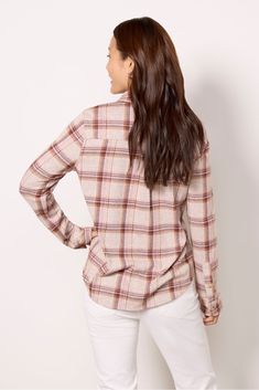 Crafted in the softest sweater knit fabric, you’ll be reaching for this Faherty button-down again and again. Perfect alone or layered, this cozy plaid shirt features a shirttail hem, long sleeves, and patch chest pockets. Front-tuck into your favorite denim or wear unbuttoned over a tank. | FAHERTY Women's Legend Sweater Shirt, Size XL, Pink Everyday Fall Shirt With Shirttail Hem, Fall Shirt With Shirttail Hem For Everyday, Everyday Shirt With Shirttail Hem For Fall, Fall Casual Button-up Shirt, Casual Plaid Top With Shirttail Hem, Plaid Tops For Everyday Winter Wear, Shirt With Shirttail Hem For Everyday Fall, Flannel Tops For Workwear In Fall, Flannel Button-up Tops For Casual Gatherings