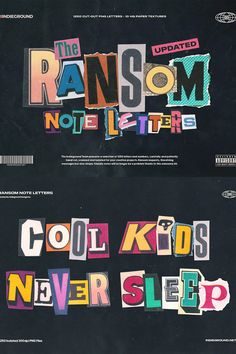 the random notes are written in different colors and font styles, including letters that spell out words