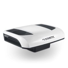 a white and black object with the word dometic on it