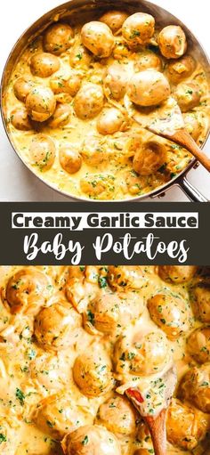 Creamy Garlic Potatoes, White Garlic Sauce, Boiled Baby Potatoes, Perfect French Fries, Baby Potato Recipes, Homemade French Fries, Creamy Garlic Sauce, Garlic Potatoes