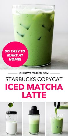 the instructions for how to make starbucks's copycat iced matcha latte