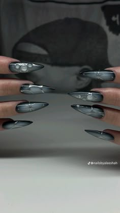 Cute Black Nails, Marble Acrylic Nails, Ombre Gel Nails, Almond Nail Art, Stiletto Nail Art, Simple Gel Nails, Nails Aesthetic, Acrylic Nails Coffin Pink, Nail Envy