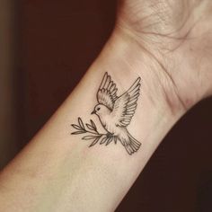 Biblical Tattoo Flash Collection Angel Small Tattoo For Women, Biblical Bird Tattoos, Dove And Olive Branch Tattoo Simple, Delicate Line Tattoo, Dove Wrist Tattoo, Dove Tattoo Wrist, Doves And Sun Rays Tattoo, Faith Anchor Tattoos For Women, Small Dove Tattoo Design For Women