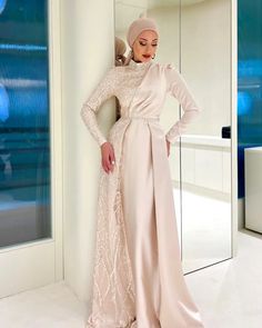 Gold fully Embroidered Tail Dress Can be custom made to your exact measurements 💌We design muslim wedding dresses, engagement dresses and special invitation dresses. The evening dress you are looking for for your special day is here. 🎀We are trying to create the most beautiful collection by choosing the most trendy models and designs of 2022. ✂️Dress Style: We will be a good choice for the muslim evening dress you are looking for. -Express delivery. (Max 1-1½ week to all around the world.) -Re Hijabi Evening Dresses, Evening Dress Modest, Hijabi Dresses, Embroidery Wedding Dress, Modest Woman, Dress Islamic, Muslim Evening Dresses, Study Apps, Muslim Wedding Dress