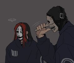 two people with red hair wearing black hoodies and one is holding his mouth open