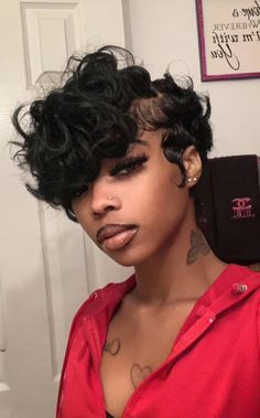 Pixie Waves Black Women, Bald Baddie, Finger Waves Short Hair, Short Hair Images, Natural Hair Short Cuts, Short Hair Black, Black Bob, Short Hair Pixie Cuts, Quick Weave Hairstyles