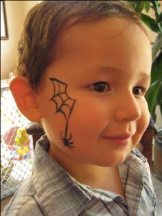 Spider and Web Kids Halloween Face, Spider Face Painting, Easy Halloween Face Painting, Easy Face Painting Designs, Halloween Makeup For Kids, Maquillage Halloween Simple, Web Face, Spider Face, Festival Face Paint