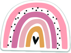 a sticker with an image of a rainbow and the word love in black letters