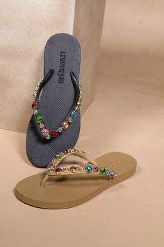 Elevate your beachy look Beachy Style, Beach Flip Flops, Rhinestone Bead, Shells