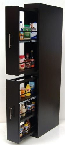 an open cabinet with food in it on a white background