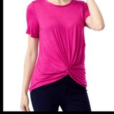 Purple Comfy T-Shirt Nordstrom Short Sleeve Tops For Summer, Nordstrom Casual Summer Tops, Plum Top, Black Hot Pink, Scoop Neck Tee, Ladies Tee Shirts, Twist Front, Jersey Top, Jones New York